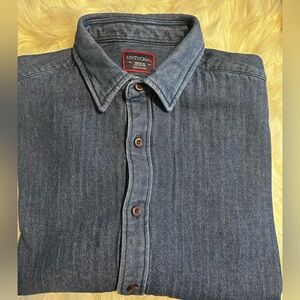 Untuckit Dessilani Soft Denim Shirt. Long Sleeve Striped Lined Men's Medium